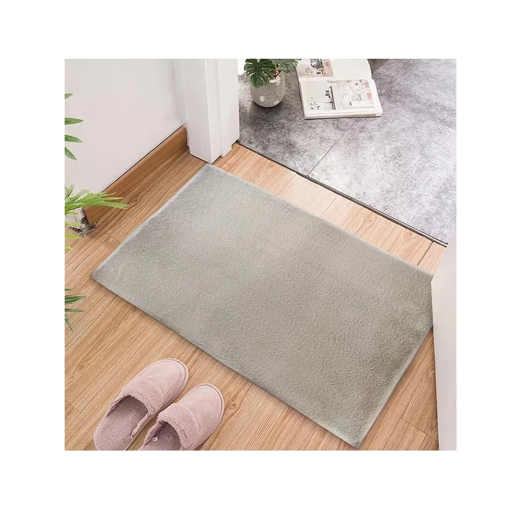 Hot selling washable fluffy faux rabbit skin custom plush rabbit fur rug carpet door mat bath mat area carpets