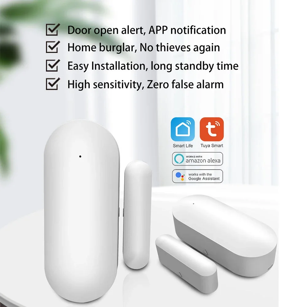 Tuya Smart Home Wifi Door And Window Sensor Smart Life Remote Control Wireless Alarm System