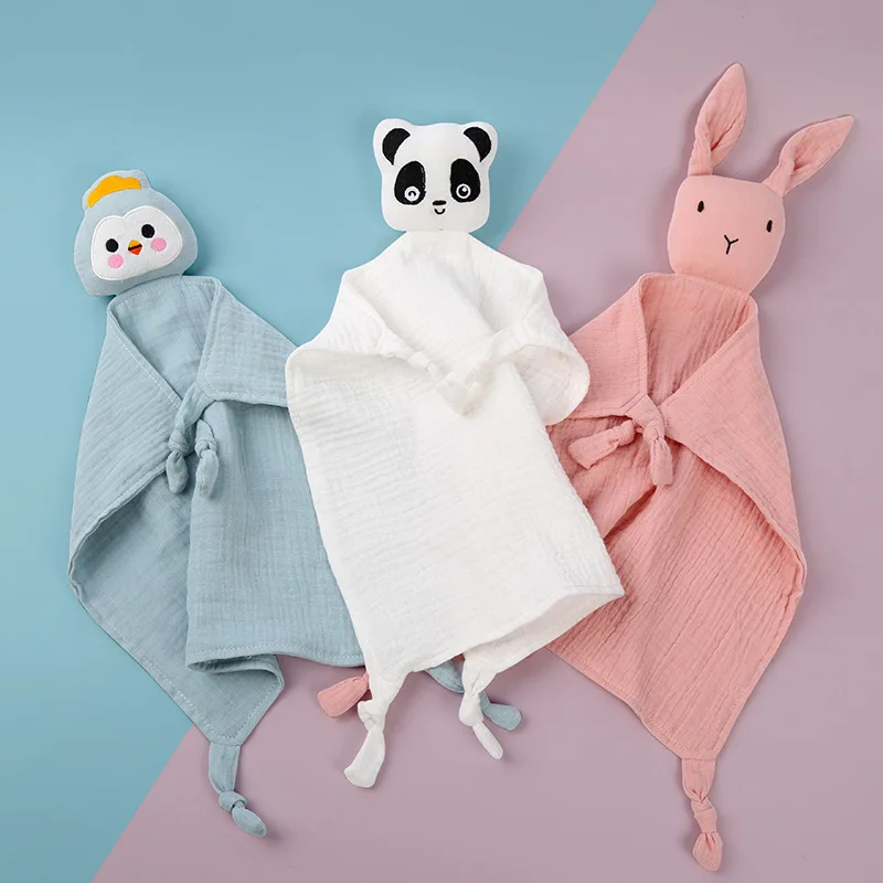 Wholesale Personalized Gift Animal Lovey Muslin Bunny Baby Security Blanket Comforter, Newborn Plush Baby Comforter Blanket