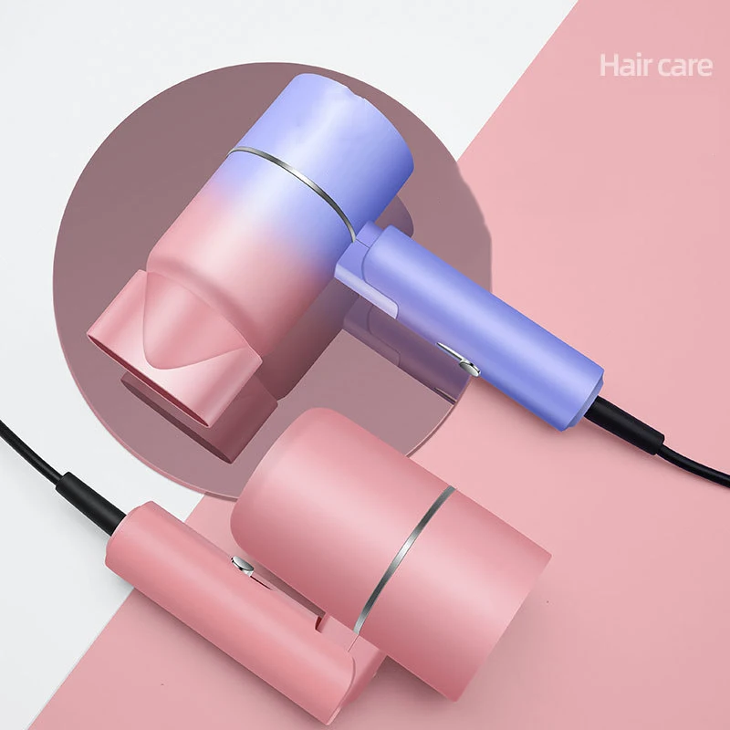 2020 High Quality OEM Custom Logo Cold Hot Wind Blue Light Negative Ion Hairdryer Travel Mini Hair Dryer
