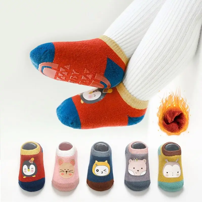 Autumn And Winter Terry Warm Baby Toddler Socks Stereo Doll Dinosaur Rabbit Thick Cute Cartoon Non-slip Floor Socks