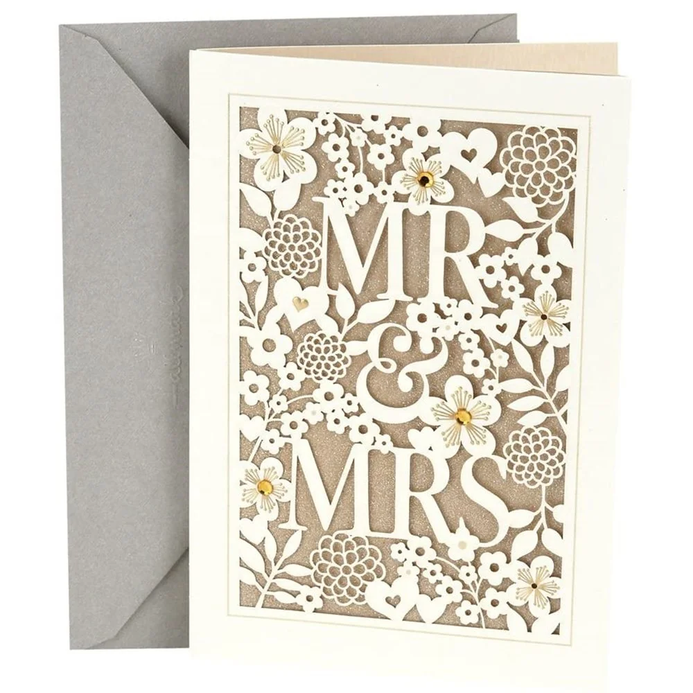 Custom Luxury Invitation gift Wedding Card  Europe Marriage Fashion Congratulations Letter Bridal Shower greeting Paper Card