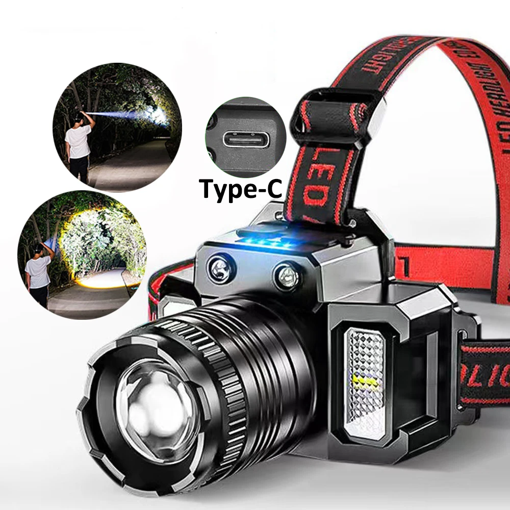 Aeternam T51 Induction Sensitive Zoom Waterproof Rechargeable Motion Sensor Mobile Power Bank led flashlight working headlamp