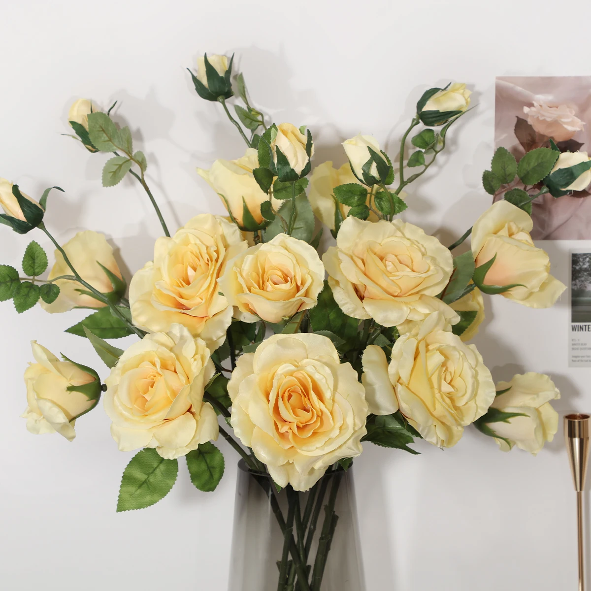 PHCSS-2118A Wedding Decor Centerpiece Flower Long Stem Faked Silk Floral Artificial Rose Bouquet For Home Garden Decor