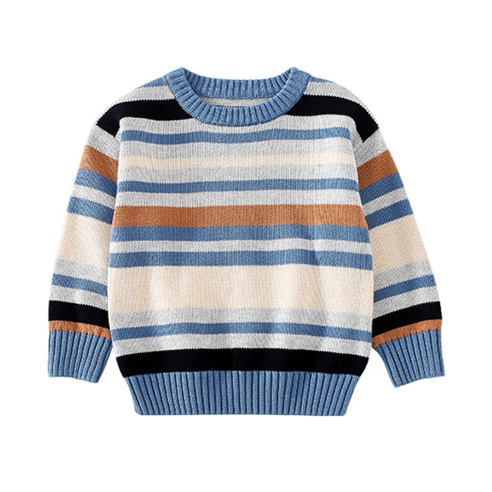 
Mudkingdom Wholesale Kid Clothes Long Sleeve Striped Knit Baby Boy Christmas Comfortable Sweater Warm Fleece Lined Sweater 3-8T 