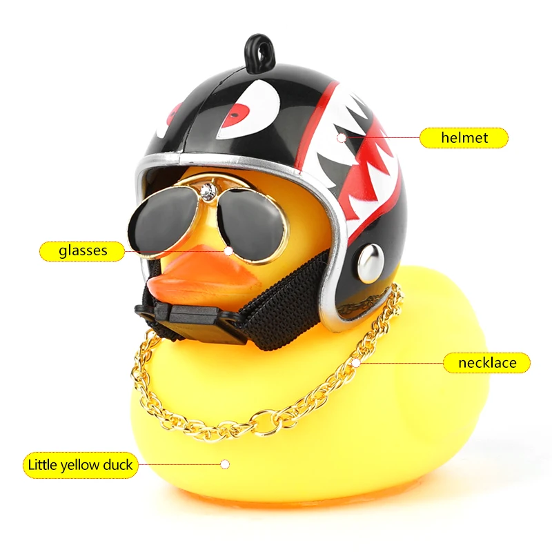 Kid Gift Cartoon Helmet Glasses Necklace Helmet Little Yellow Duck Center Console Rearview Mirror Decorative Ornaments