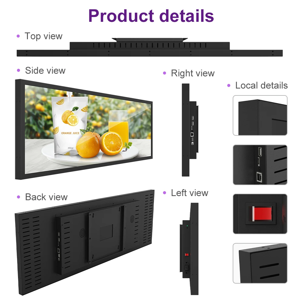 Настенное тонкое рекламное игровое оборудование Android Wifi Player Bar Digital Signage ультра широкий экран