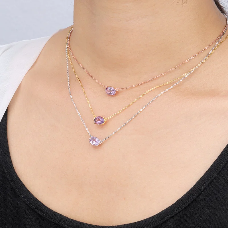 Joacii 925 Sterling Silver Gemstone 12 Zodiac Stones Opal Yellow Citrine Kyanite Sky Blue Crystal 8*6 Egg Shaped  Necklace