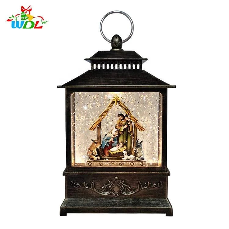 Jesus Family Design Christmas Snow Globe Water Lantern Decoration Gift