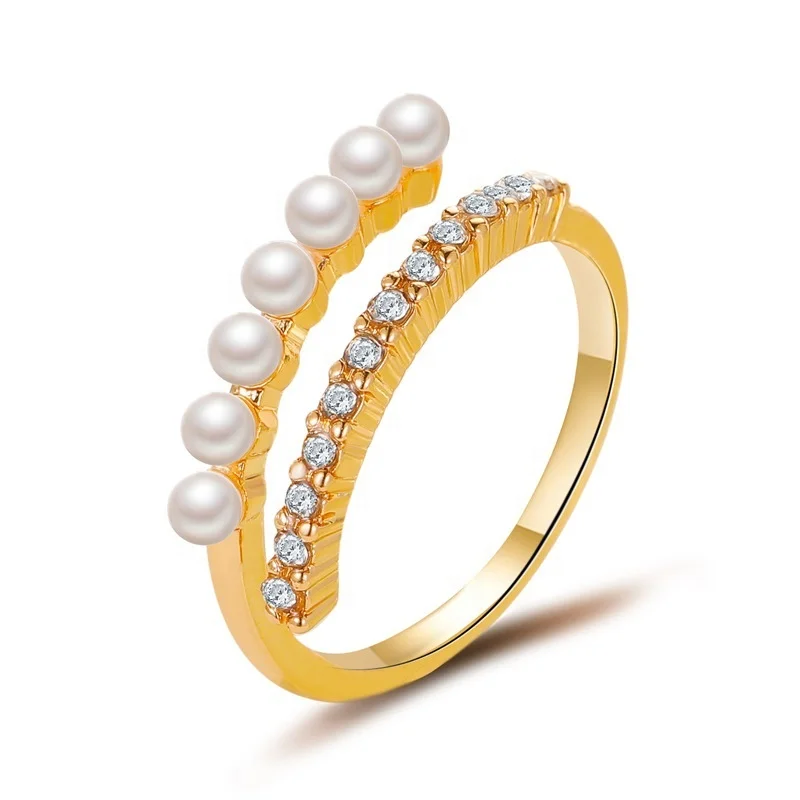 
Baroque simple literary design sense open pearl ring 