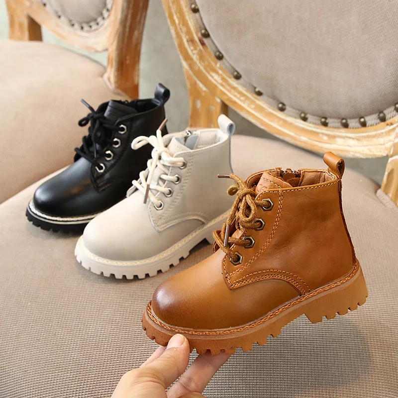 Лидер продаж, модные дизайнерские Детские Ботинки Martin, кожаные ботильоны на плоской подошве