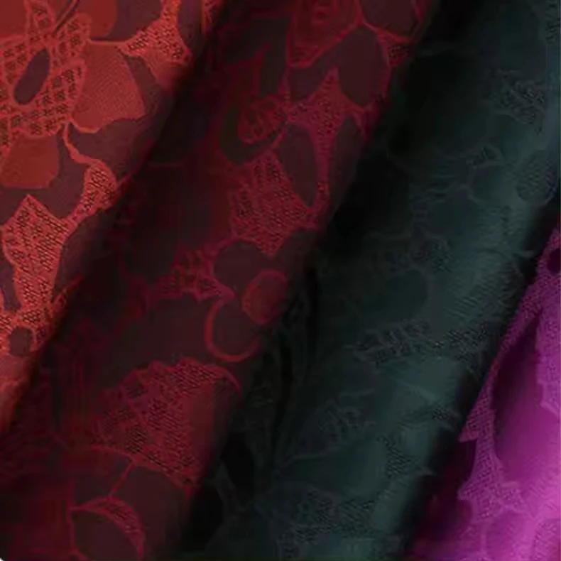 High Quality Two-Color Lily Pattern Satin Jacquard Fabric for Lining Bag National Tide Horse Face Skirt