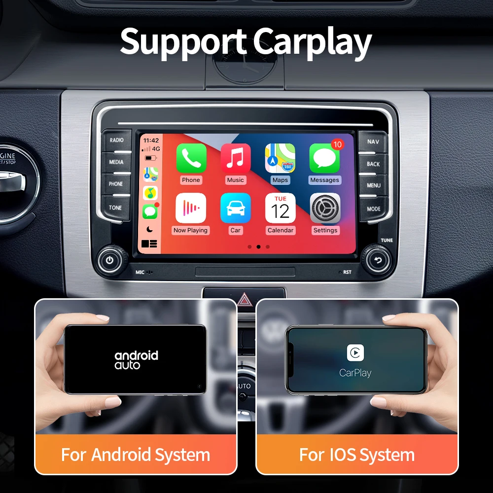 GRANDnavi 2din 7inch Wireless CarPlay Android Auto BT Call Video Player FM RDS WIFI GPS Navigation For Volkswagen Car