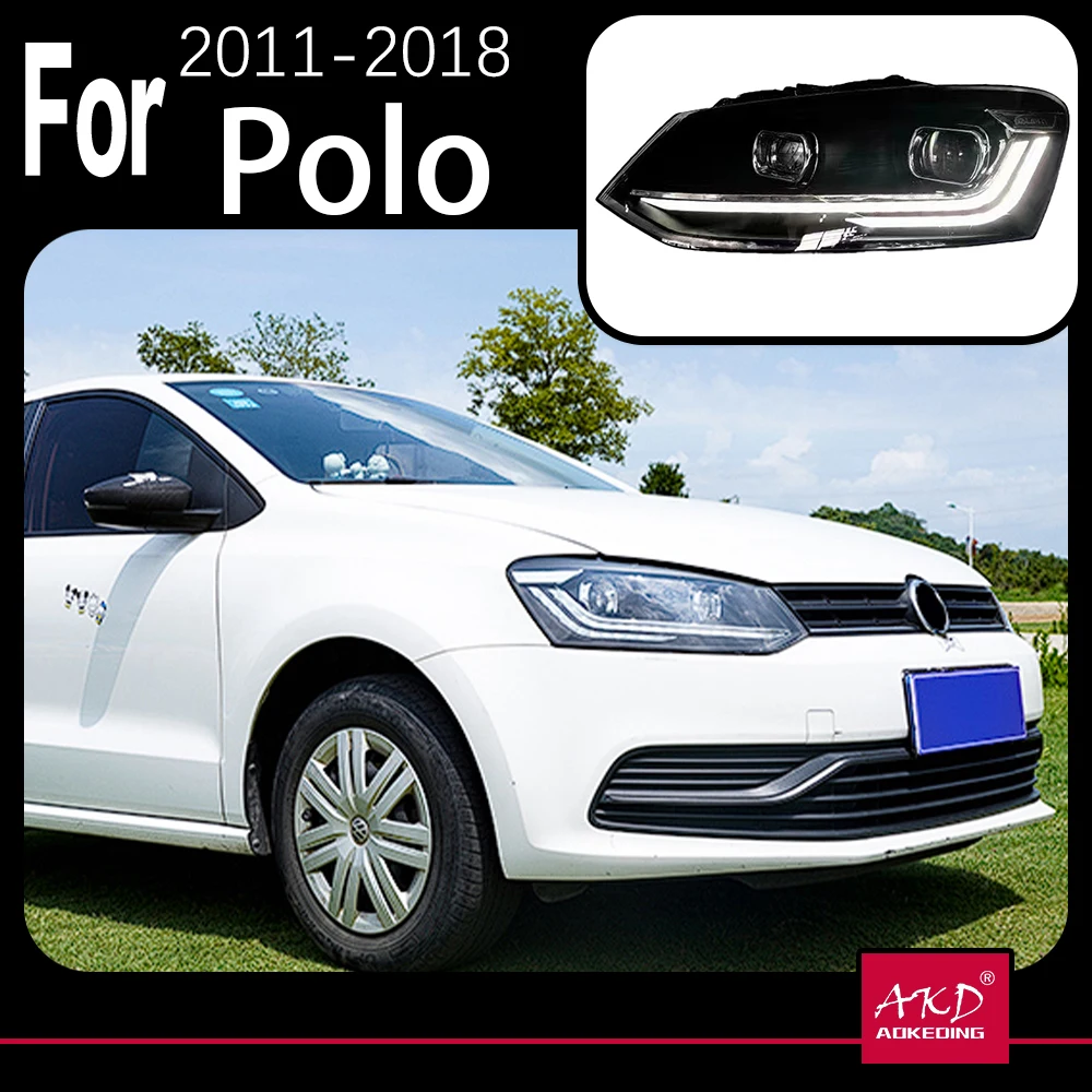 AKD Car Styling  For VW Polo 2011-2018 HeadLight 2022 Style Replacement DRL Daytime lights Lighthouse Projector Facelift