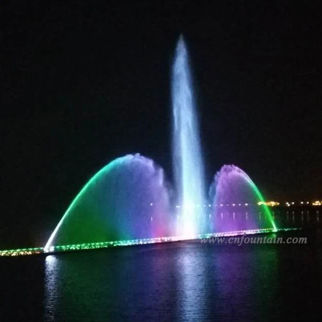 China Large Lake Floating Music Water Fountain In Cultural Tourism Zone Liuding Mountain