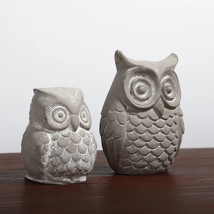 Недорогой ручной изогнутый подарок, украшения для дома, цементные садовые украшения в форме совы для отелей