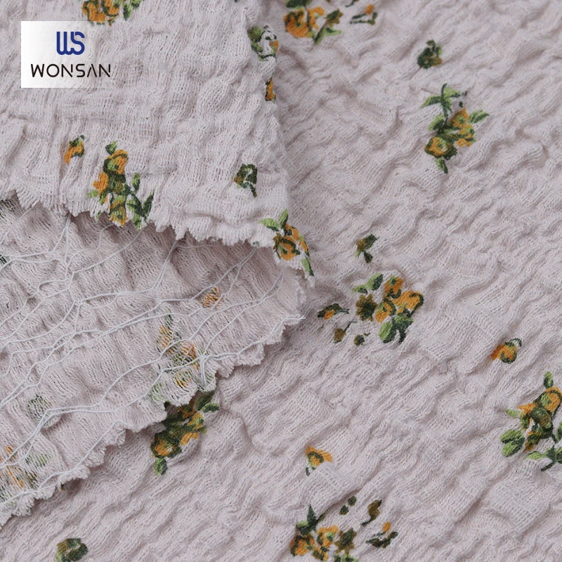 China High Quality Cotton Nylon Spandex High Elastic Core Spun Yarn Dresses Frock Cloth Warp Knitted Crepe Printing Fabric