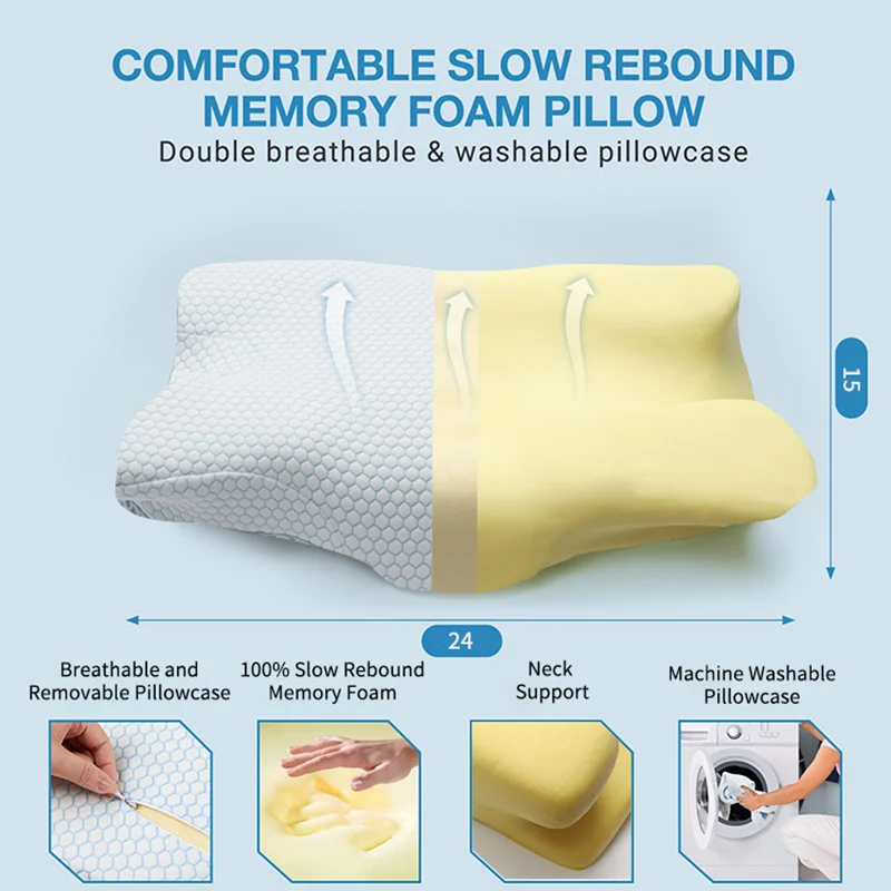 Wholesale Comfortable Anit-Snoring Contour Butterfly Neck Orthopedic Memory Foam Pillow Cervical Sleeping Pillow for Pain Relief