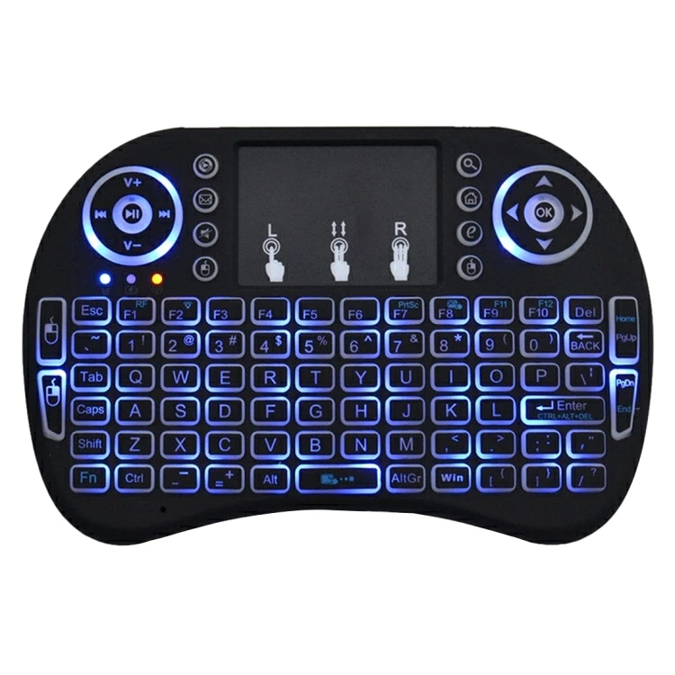 Лидер продаж мини-клавиатура с Цветной подсветкой Мини i8 Air Mouse 92 клавиши QWERTY 2 4G беспроводная клавиатура и