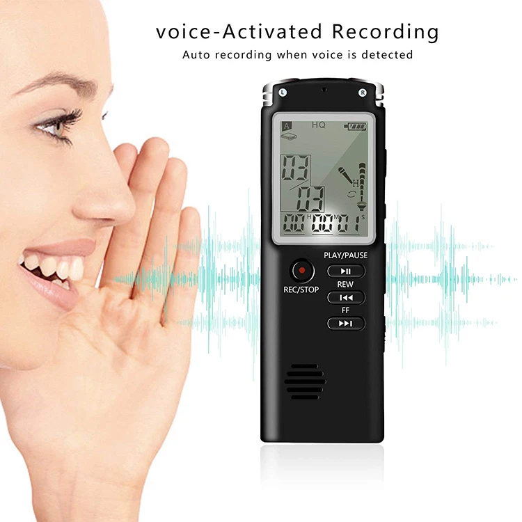 Clock Function 1536KBPs 8GB16GB Voice Activated Automatic Recording Digital Audio Recorder