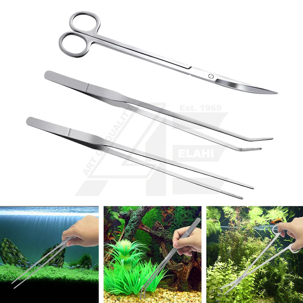Stainless Steel Aquarium 2024 Tank Aquatic Plant Tweezers Scissor Spatula Tool Set Aquariums & Fish Starter Kit HOT SELLING
