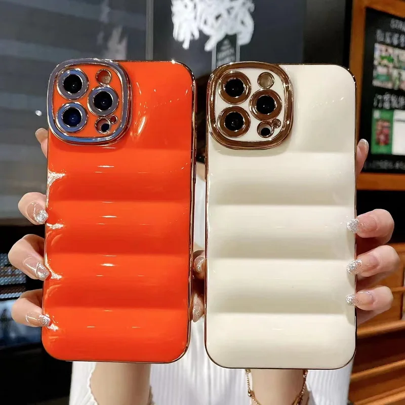 Puffer Case waterproof down jacket fabric shape down soft touch Mobile phone case for iphone 13 12 11 mini pro max