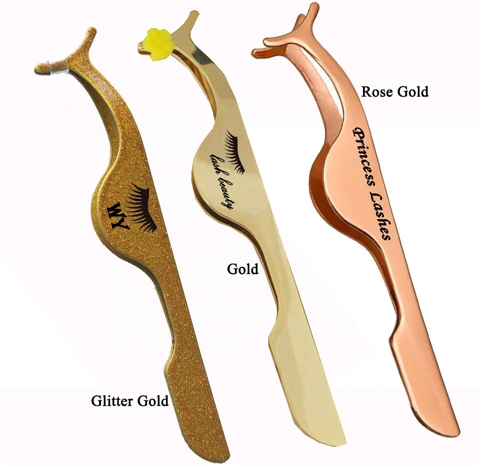 Золотые пинцеты-аппликаторы для ресниц и упаковка