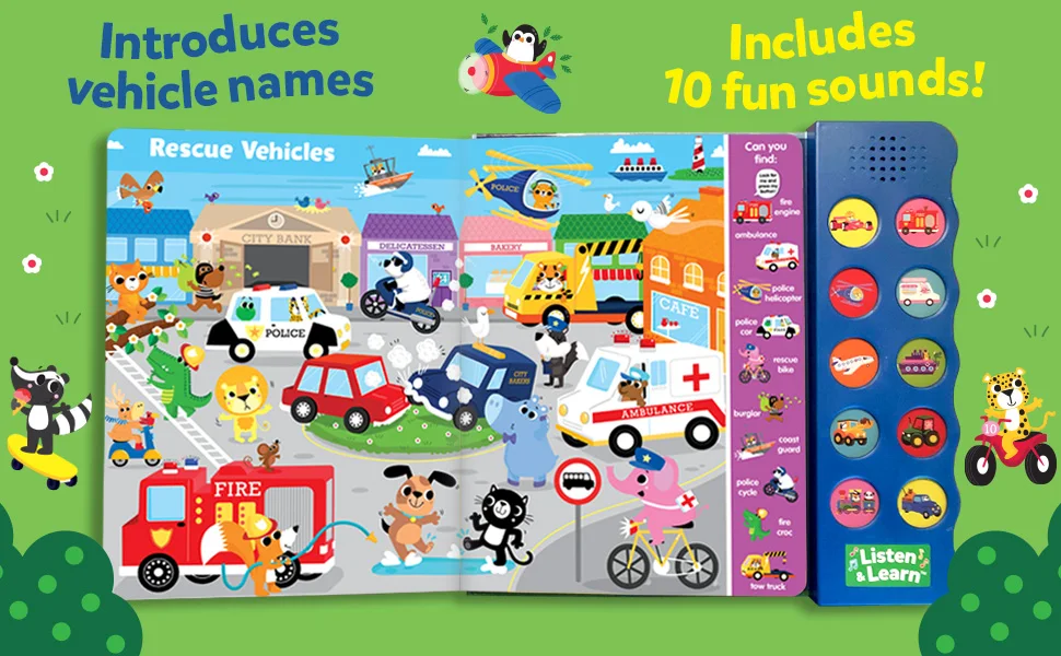 Searching and find Animals Learning Alphabet Arabic Kids Sound Board Book With Audio Button