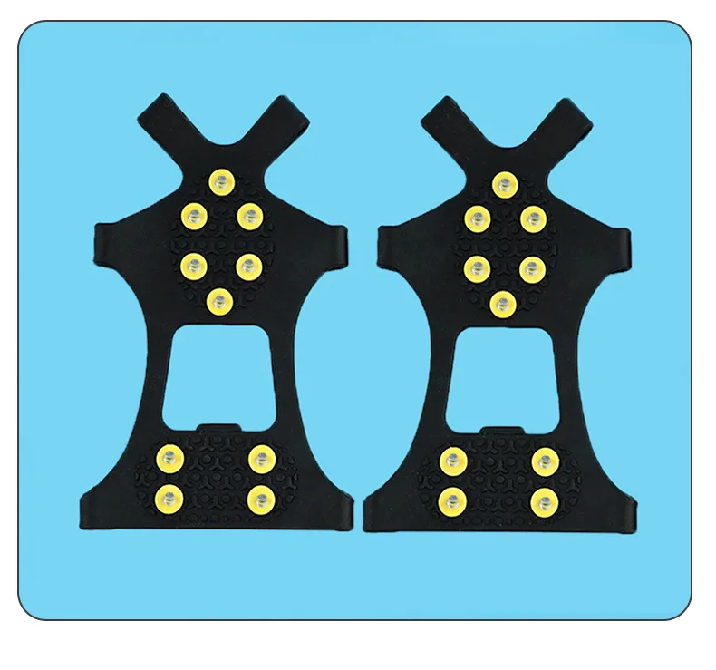 10 Steel Rubber Spikes Crampons Ice Cleats for Shoes and Boots,  Anti Easy Slip Studs Grippers,  Slip-on Stretch Footwear