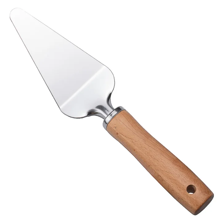 Factory wood handle stainless steel pastry pizza slice cutter cake server non stick pizza shovel
