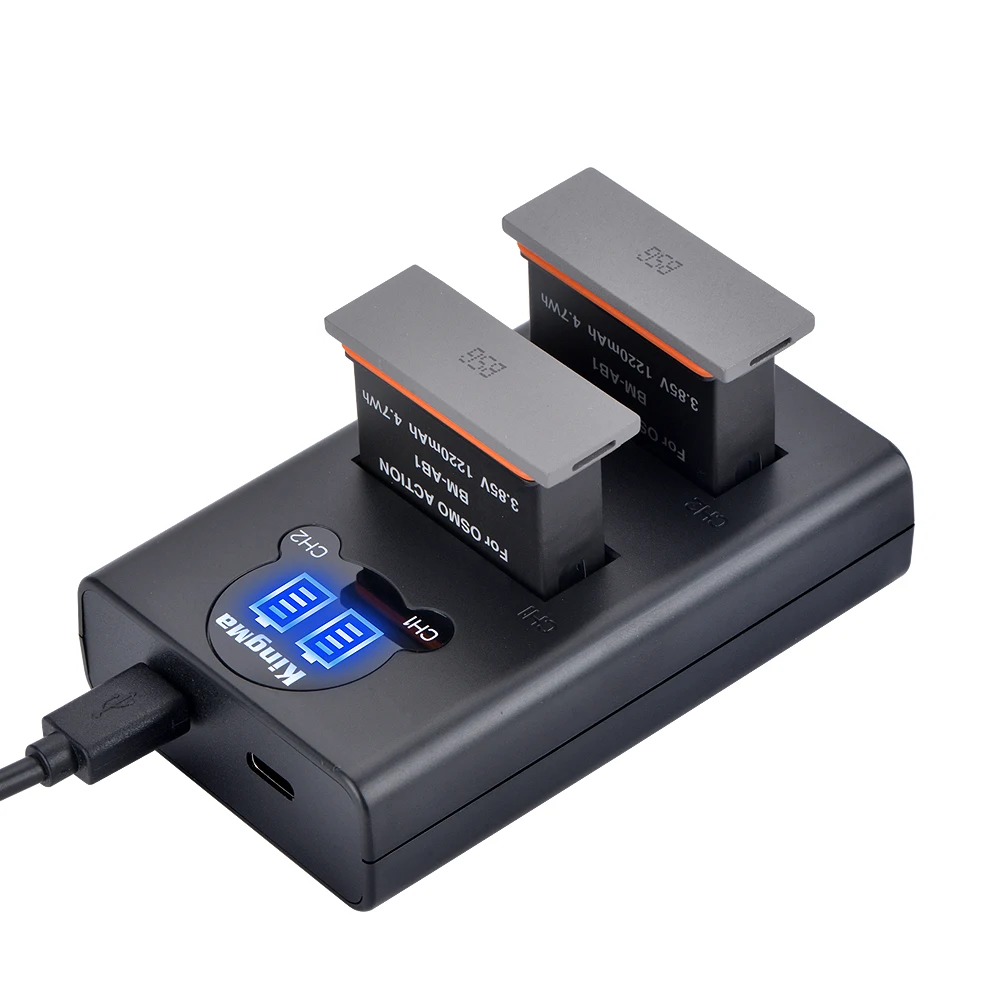 KingMa Двухканальное зарядное устройство и батарея комплект BM048-AB1 для DJI OSMO экшн AB1 батарея