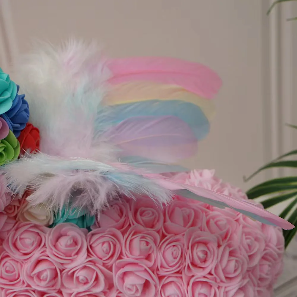 Children Kids Girl Halloween Cosplay Costume Colorful Feather Angel Wings Magic Stick Dress Up Dyed Patterned Children Gifts