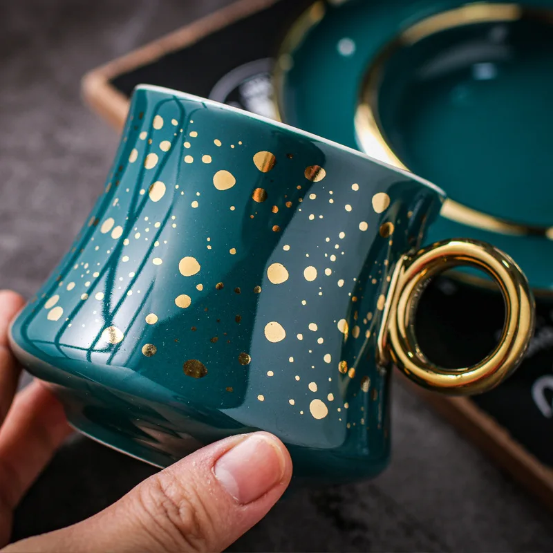 Flypeak New Nordic style luxury ceramic mugs coffee cup and saucer set tazas ceramic coffee cup tea cup sets