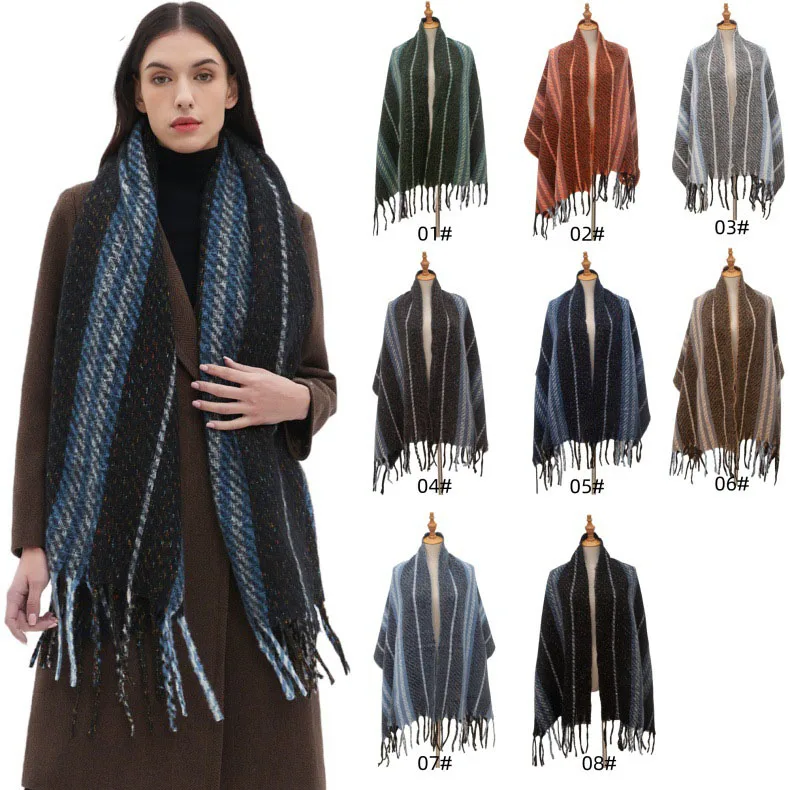 Fashion Solid Cashmere Warm Scarf New Design Pashmina Winter Double Side Different Color Shawl Wraps Bufanda with Tassel Blanket