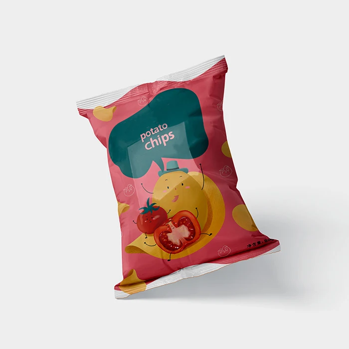 Custom Laminated Foil Plastic Three Side Back Seal Bag Potato Chips Bags With Own Logo