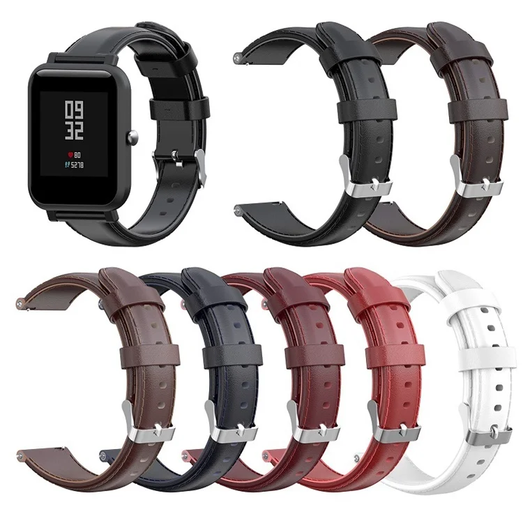 20mm 22mm genuine leather watch band strap replacement for amazfit bip lite / GTS / GTR