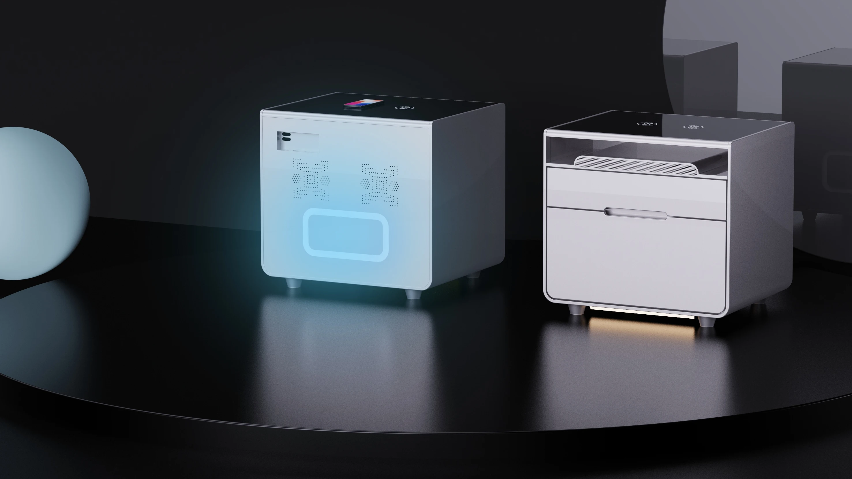 
Newest design side table modern bedside table manually control led wireless charging sofa side tables white 