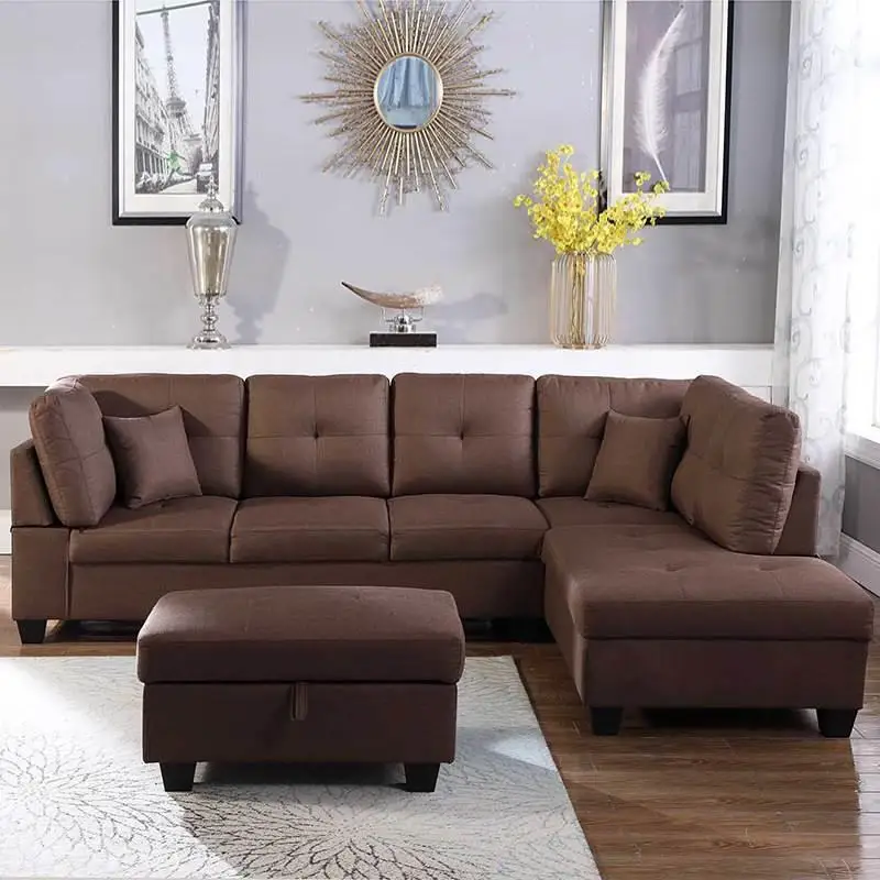 New Business Corner Sofa Set Furniture Fabric Small Unit Three Person Couch Living Room Sofas Corner Simple Combination in Stock