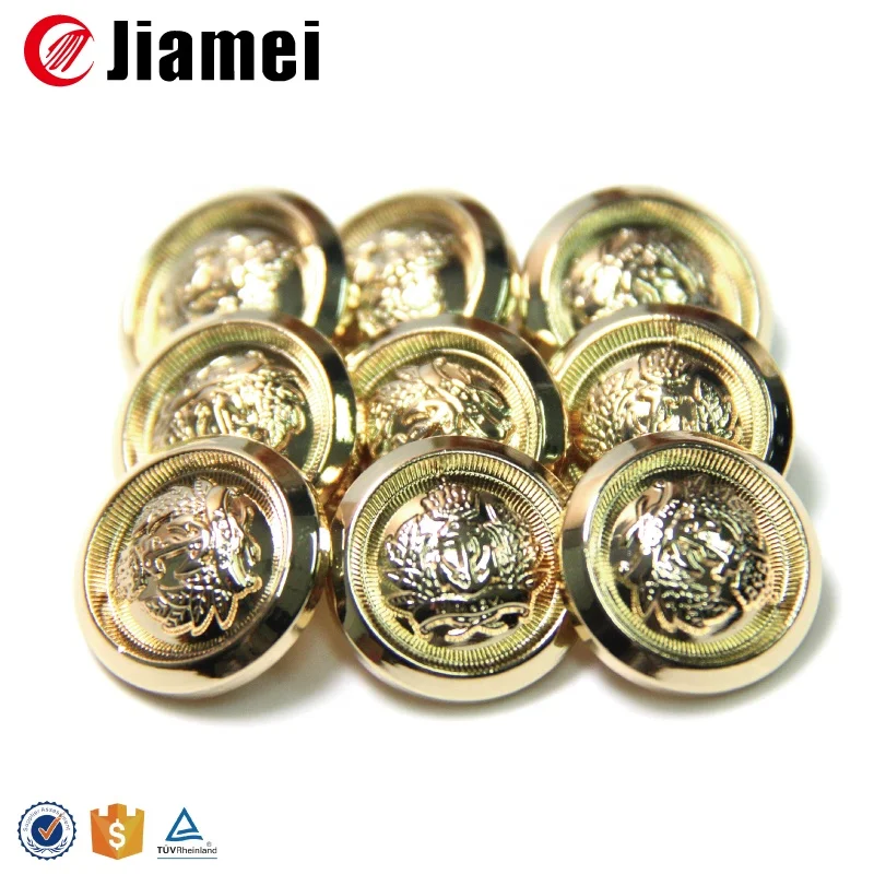 Buttons Embossed Metal Shiny Military Style Custom Gold Silver 1-hole Button Factory Shank Pattern Embossed Brass Round 15 Days
