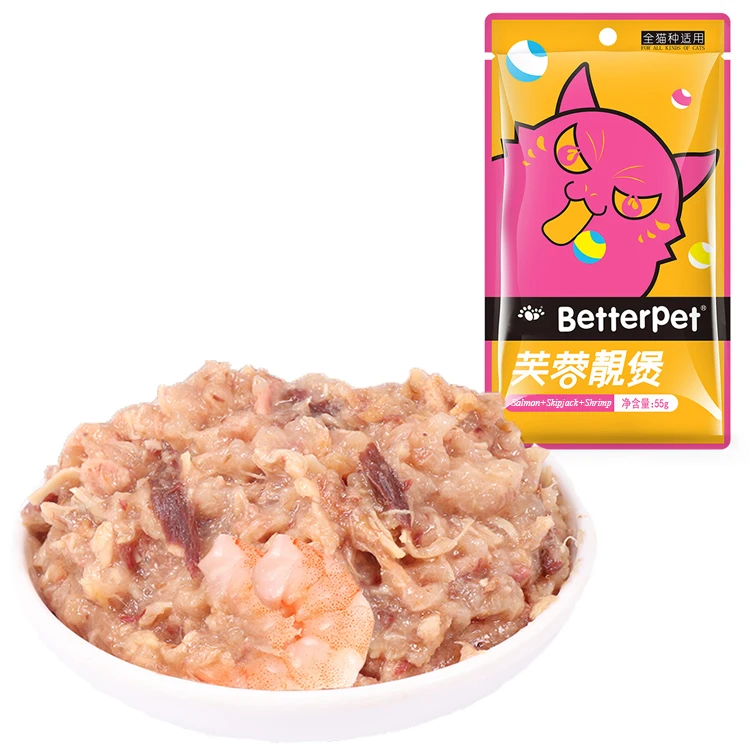 Healthy Growth OEM Fresh Tuna Skipjack Shrimp Flavor  Cat Wet Food Pouch Pet Products