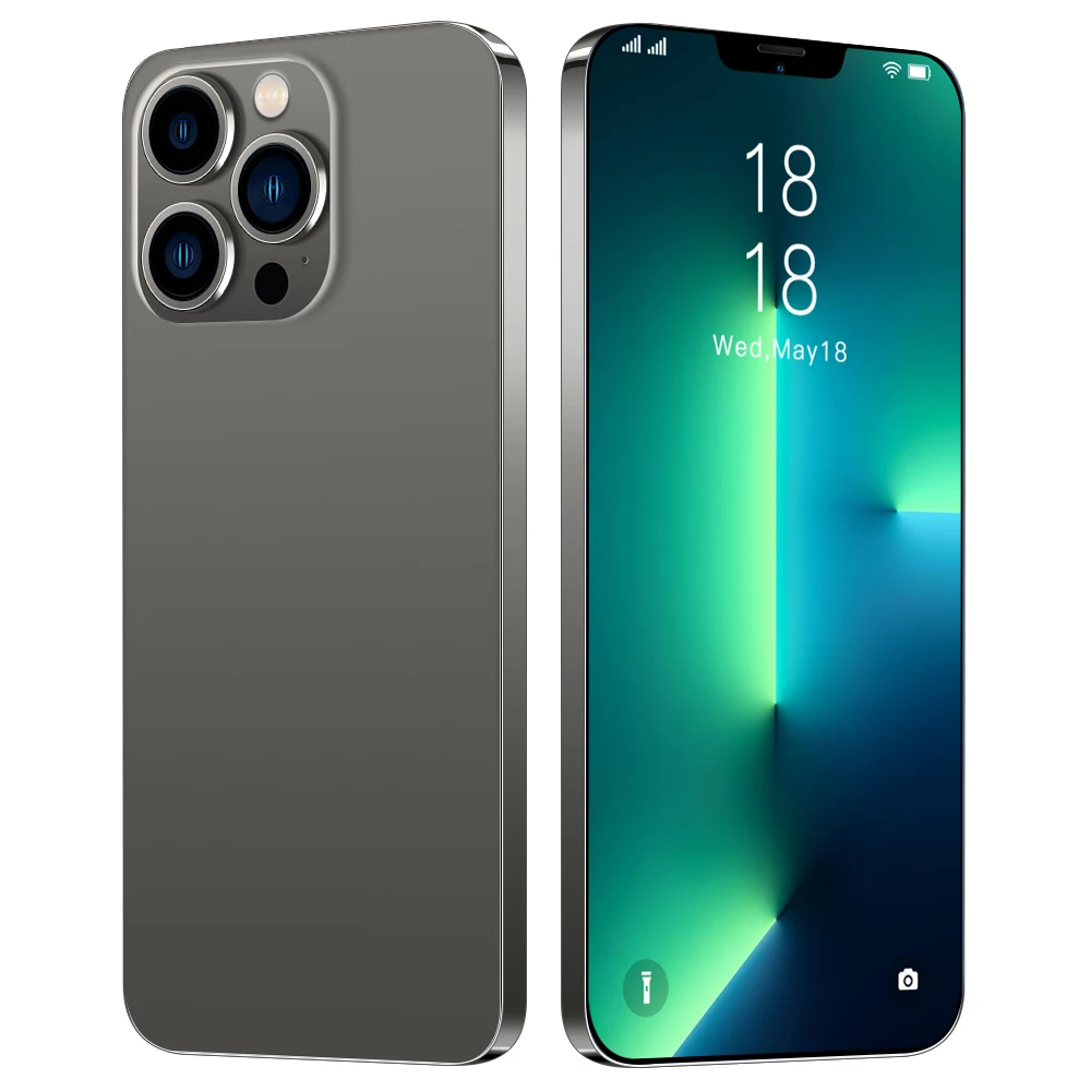 Free shipping 50Rear HD camera new i13 Pro Max 6.8 inch Full Display Android system With Face  Unlock telephone