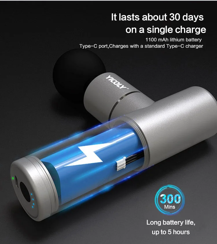 YICOLY aluminium Custom deep tissue mini travel size pocket massage gun deep muscle vibration Heat relief massage gun