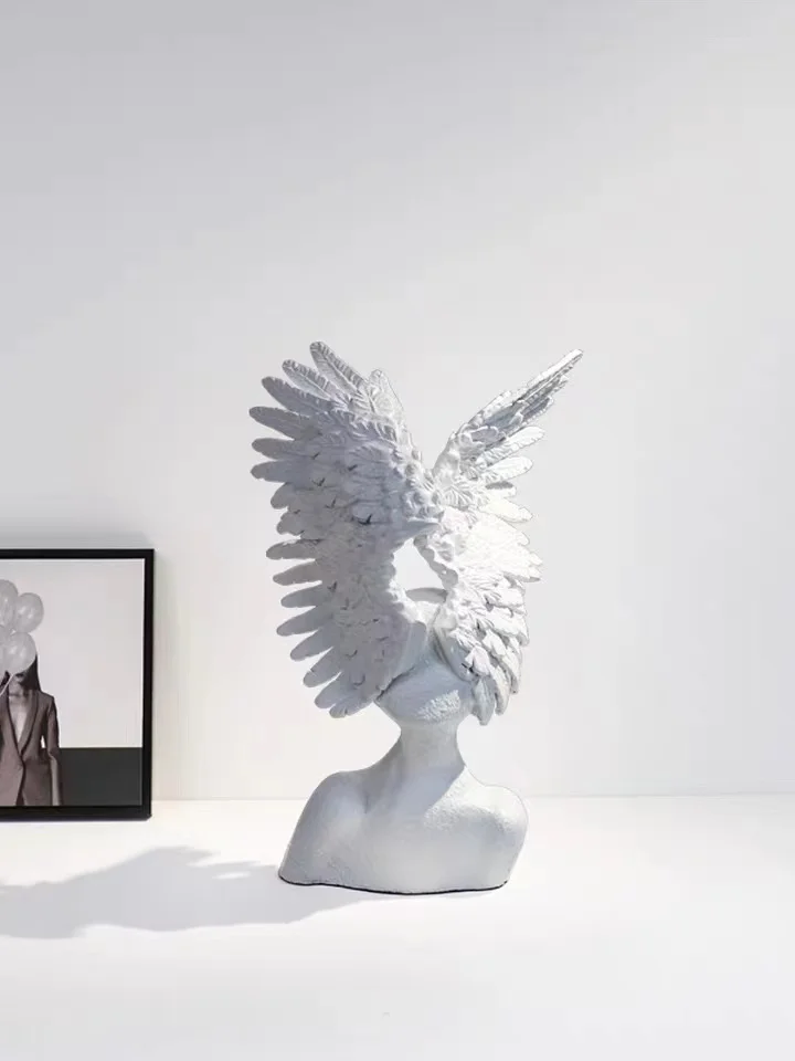 home assesories luxury home decor Soft Decoration Golden Nordic Light Luxury  Character FAIRY Resin Angel Wings Bust Sculpture