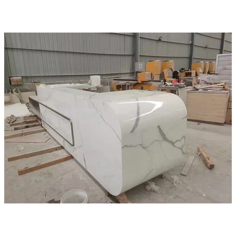 Artificial Calacatta White Quartz Stone Slabs wholesale Price Marble Style for bathroom top Kitchen Countertop