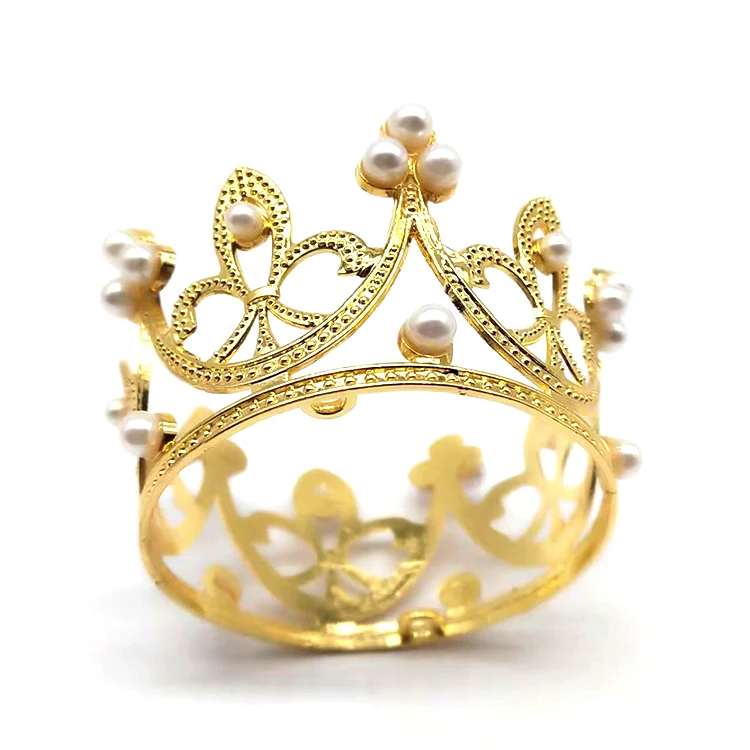 Wholesale Fashion Mini Birthday Crown Princess Tiaras Metal Imitation Pearl Crown For Children Hair Jewelry Ornaments