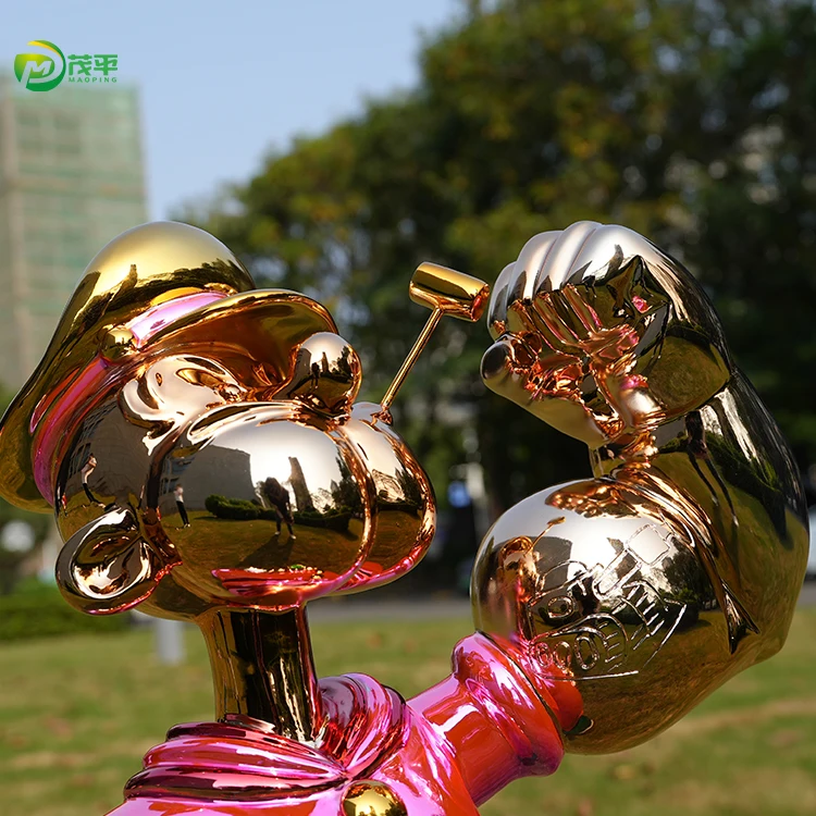 Modern Customization Service home decoration metal crafts art high quality cartoon color resin fiberglass popeye sculpture