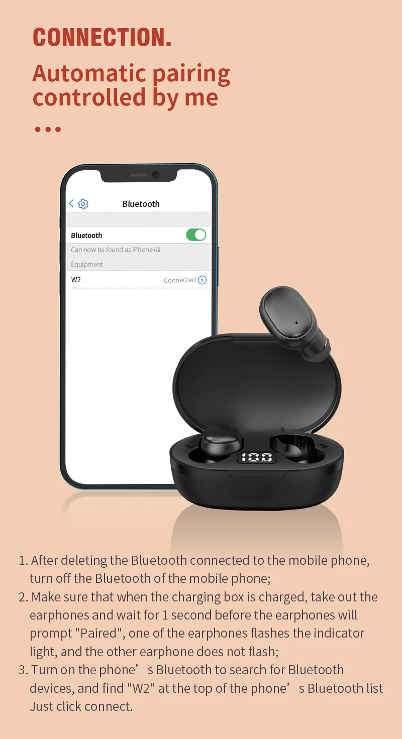 2021 Popular 40mAh HIFI Sound high quality e7s e6s TWS wireless earbuds mini headphones with led display