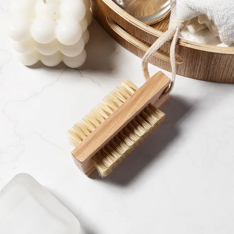 High Quality Wholesale Custom Logo Beech Sisal Cleaning Washing Brush Nanzhu Bristle Wooden Nail Brush