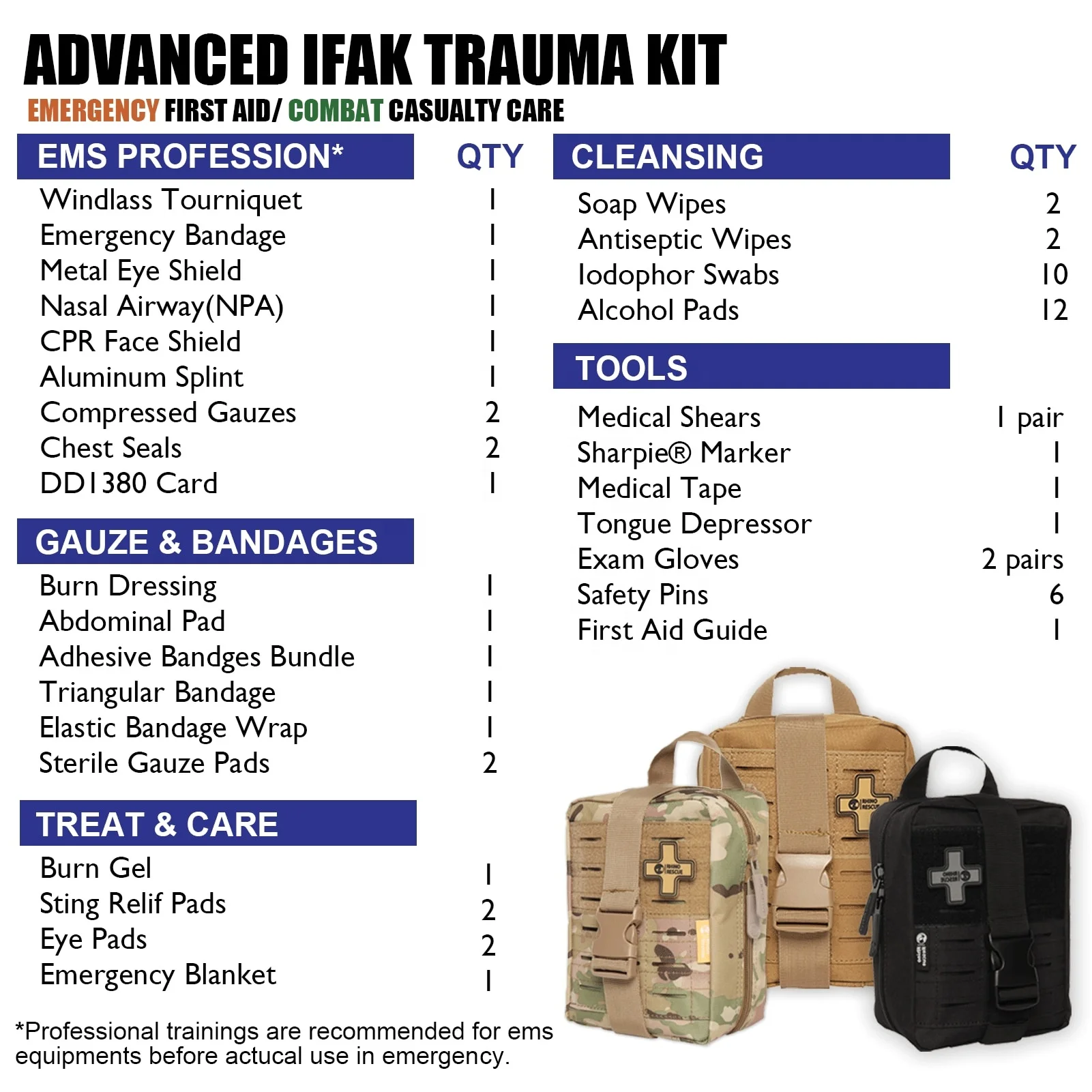 IFAK Trauma Kit Medical First Aid Kit Military Bags Tactical Kit
