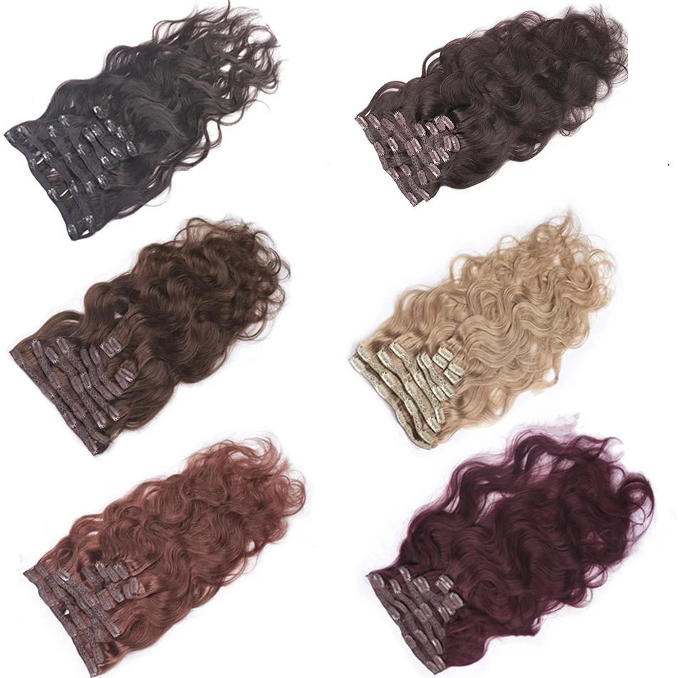 Invisible Seamless Clip ins Body Wave Human Hair Available More Volume Customized Color Clip In Hair Extensions